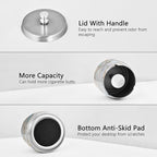 Marble Textures Ashtray with Lid, Outdoor Ashtrays for Patio, Stainless Steel Ashtray Odorless Smokeless for Home Office Balcony