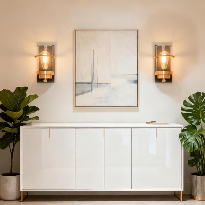 Rose Gold Wall Sconce,Modern Sconce Wall Lighting,Gold Wall Light Hardwired,Wall Sconce for Livingroom,Bathroom(No Bulbs)
