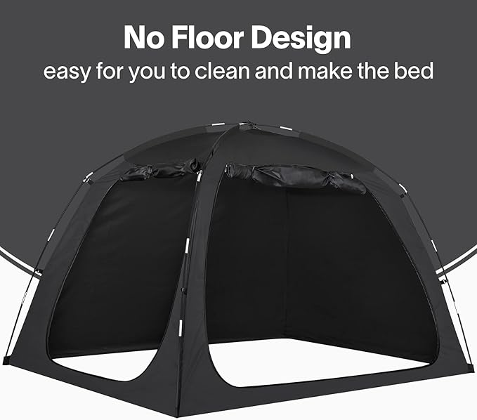EighteenTek Bed Tent Twin Size Bed Canopy, Light Reducing Sleeping Tent Lightweight Portable Indoor Tent Breathable Privacy Space on Bed with 2 Doors for Adults Kids Autism (Twin, Black)