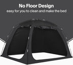 EighteenTek Bed Tent Full Size Bed Canopy, Light Reducing Sleeping Tent Lightweight Portable Indoor Tent Breathable Privacy Space on Bed with 2 Doors for Adults Kids Autism (Full, Black)