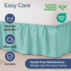 Wrap Around Dust Ruffle Bed Skirt - Spa Blue - Twin/Twin XL Size Beds with 12 Inch Drop - Easy Fit Elastic Strap - Adjustable Pleated Bedskirt w/Brushed Fabric Wrinkle Free - Women, Men, Kids & Teens
