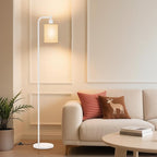 Floor Lamp with Linen Shade, Dimmable Tall Standing Lamp with Remote Control & 3 Color Temperatures, Modern Floor Lamps for Living Room Bedroom Office Corner, 9W LED Bulb Included