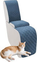 Reclining Sectional Couch Covers Velvet L Shape Recliner Sofa Middle Console Cover for Dogs Pets Washable Anti Slip 1 Additional Recliner Center Console Slipcovers (1 Console, Dark Blue)