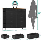 Dresser for Bedroom with 12 Drawers, Tall Fabric Drawer Dresser, Compact Chest of Drawers for Closet, Nursery, Bedside, Living Room, Laundry, Entryway, Hallway
