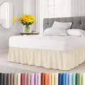 Wrap Around Dust Ruffle Bed Skirt - Off White - for King Size Beds w/ 15 Inch Drop - Easy Fit Elastic Strap - Adjustable Pleated Bedskirt w/Brushed Fabric - Wrinkle Free - Women, Men, Kids & Teens