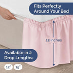 Wrap Around Dust Ruffle Bed Skirt - Lavender Pink - Twin/Twin XL Size Beds w/ 12 Inch Drop - Easy Fit Elastic - Adjustable Pleated Bedskirt w/Brushed Fabric - Wrinkle Free, Women, Men, Kids & Teens