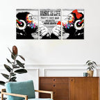 Novatique Banksy Canvas Wall Art Street Wall Art Music is Life Monkey Graffiti Pictures Print Graffiti Art Wall Decor for Living Room Bedroom Bathroom, 12" x 16" x 3Pcs