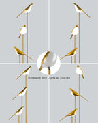 Lightdot Gold Floor Lamp for Living Room Modern Mid Century Standing Light with 3 Adjustable LED Bird Lights for Wedding Party Unique Tall Floor Lamp for Bedroom Kids Room/Sofa Beside/Corner Decor