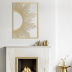 SIGNLEADER Metal Wall Art Decor Shining Sun Minimalist Modern Abstract Wall Sculpture Hangings Home Decoration for Living Room, Bedroom, Bathroom, Kitchen, Outdoor - 18" Gold