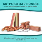 60 Variety Pack - Cedar for Closets - Moth Balls Alternative for Clothes Storage - Fabric Protection Hang-Ups - Natural Hanger Rings - Freshner for Clothes Storage