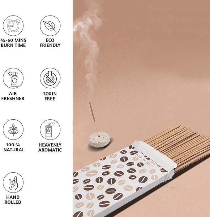 Folkulture Incense Sticks | Set of 120 Insence-Sticks with Holder for Relaxation | Vanilla & Coffee Incense| Organic, Slow Burning & Non Toxic Inscents | Bakery Inspired Sweet Fragrances