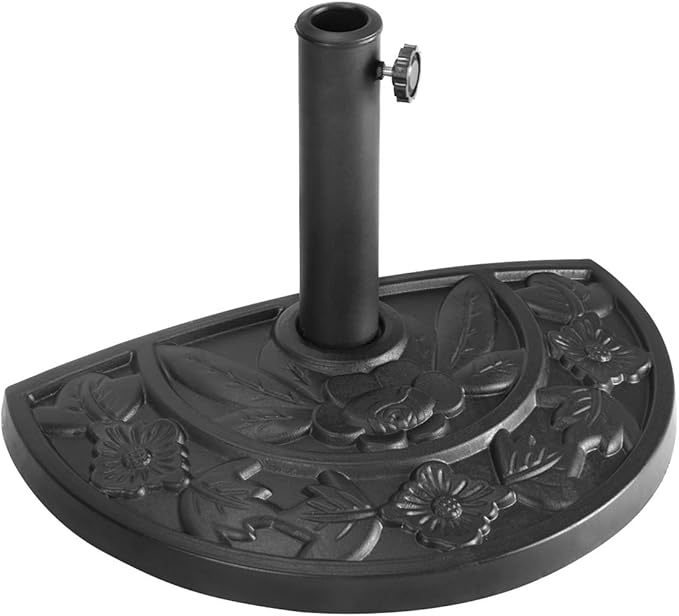 Giantex 20" Outdoor Patio Half Round Umbrella Base Stand Black W/ 9Ft Half Round Umbrella (Stand)