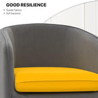 MoNiBloom Sofa Chair Arm Chair Living Room Bedroom Reading Chair, Yellow/Gray Contrasting Colors Upholstered Bedroom Barrel Chair with Backrest Pillow, Mid Century Modern Comfy Suede Singel Armchair