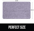 KANGAROO Bathroom Rugs, Chenille Soft Absorbent Bath Rug, Shaggy Shower Mat, Quick Dry Machine Wash Bathmat, Plush Carpet Mats for Tub, Bathtub and Room Home Decor Accessories, 30x20, Light Purple