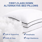 Premium Pillows Standard Size Set of 4, Fluffy and Supportive 7D Down Alternative Bed Pillows, Luxury Soft Hotel Quality Gusseted Pillow for Side Back Stomach Sleepers, Relief Neck Head Shoulder Pain