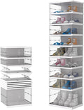Dollate 9-Tier 18 Pairs Foldable Shoe Rack with Magnetic Clear Doors,Easily Assembled Portable Shoe Storage Organizer Cabinet for Entryway Living Room Bedroom