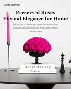 JoyFlower Preserved Flowers Vase Ceramic Decor, Eternal Flower Vases for Centerpieces, Forever Flower Decorations for Party Home Wedding Table Living Room Bedroom, Ceramic Flower Vase House Decor