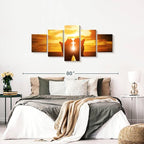 Elephant Stock Religion Wall Art Multi Piece Canvas - 5 Panel Christian Pictures Decor - Digital Design Canvas Print - Christian Wall Decor - 68" X 30"