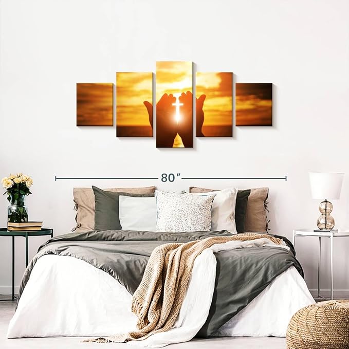 Elephant Stock Religion Wall Art Multi Piece Canvas - 5 Panel Christian Pictures Decor - Digital Design Canvas Print - Christian Wall Decor - 68" X 30"