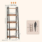 HOOBRO Ladder Shelf, 5-Tier Bookshelf, Corner Bookcase, Freestanding Storage Shelf Display Organizer, for Living Room, Bedroom, Home Office, Kitchen, Rustic Brown and Black BF305CJ01