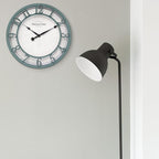 Presentime & Co 10" Farmhouse Series Wall Clock, Shiplap Style, Silent No Ticking, Raised 3D Arabic Numeral, Aged Teal Finish