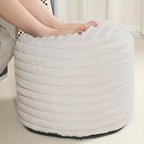 Pouf Ottoman Stuffed Round for Foot Rest, Faux Fur Poufs with Foam Chunk Filling, Storage Ottoman Pouf Foot Stool Cushion, 20 X 15 Inch Floor Chair for Living Room Bedroom Home Decor, Beige