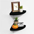 AHDECOR Black Corner Shelves, Modern Floating Corner Shelf for Space-Saving Storage in Bathroom, Bedroom, Kitchen, and More, Set of 2