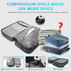 Vacuum Backpack Travel with Pump, 40L Expandable Carry on Compression Backpack Flight Approved for Women Men Fit 17 Inch Laptop with USB Charging Port Business Weekender