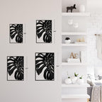 SIGNLEADER Metal Wall Art Decor Monstera Leaf Minimalist Modern Abstract Wall Sculpture Hangings Home Decoration for Living Room, Bedroom, Bathroom, Kitchen, Outdoor - 24" Black