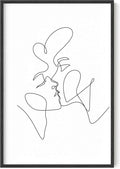 Y2K BOO Kissing Couple UNFRAMED Wall Art Romantic Intimacy Continuous Line Drawing 24x36 Inch Heavyweight Paper Modern Minimalist Love Studio Decor