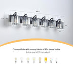 6-Light Black Bathroom Light Fixture Modern Vanity Lights Over Mirror Vintage Wall Sconce Lighting for Bathroom, Bedroom, Living Room, Hallway E26 Base with Crystal Bathroom Vanity Light
