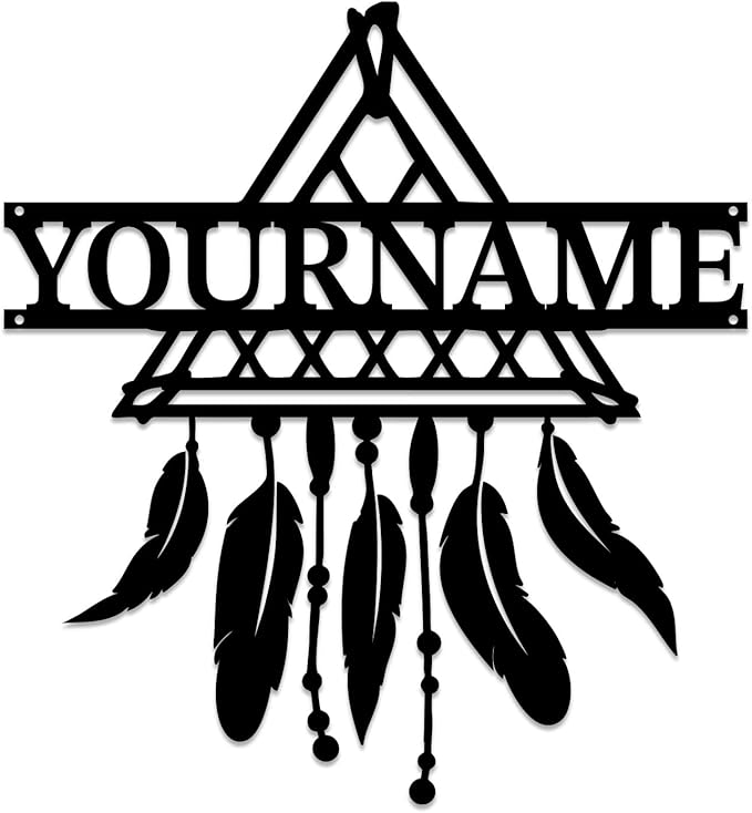 Personalized Dream Catcher Metal Wall Art - Custom Name Iron Sign for Home Decor, 8-30 Inch Black (Style G)