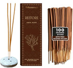 Folkulture Restore Incense Sticks with Holder (100 Sticks)| Oud Luxury Incense Stick for Meditation, Aromatherapy, Gifts for Women | No Charcoal,Organic,Non Toxic, 45 Mins