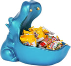 Hippo Statue, Hippo Resin Furniture Ornament Sculpture, Suitable for Home Decor, Desktop Hippo Candy Bowl, Entryway Table Storage Vessel, Storage Box (Blue)
