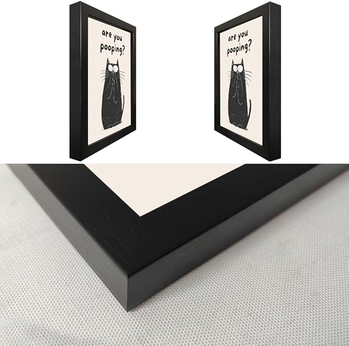 Funny Black Cat Wall Art - Are You Pooping Bad Smell Bathroom Decor, Guest Toilet Decor, Black Framed Prints 8"x10", Cute Animal Modern Minimalistic Bathroom Sign