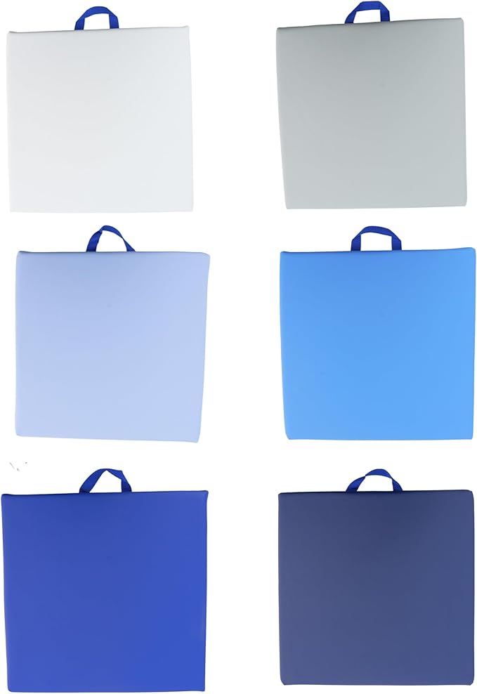 Factory Direct Partners SoftScape 15 inch Classroom Floor Cushion with Handle; Flex Seating for Daycare, Preschool, Playroom; 2 inch Thick Deluxe Foam (6-Piece) - Navy/Powder Blue, Square, 12228-NVPB