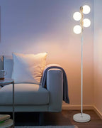 White Globe Floor Lamp Dimmable Tall Standing Lamps with Soft Warm White 3000K Bulbs, Mid Century Modern Floor Lamp for Living Room Bedroom Home Decor