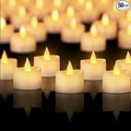 Realistic Flameless Tea Lights - 50 Pack Mega Bulk Set with Dancing Flicker, Heavy-Duty LED Votives for Weddings, Events & Home Decor (Ivory Base, 50 Pack)