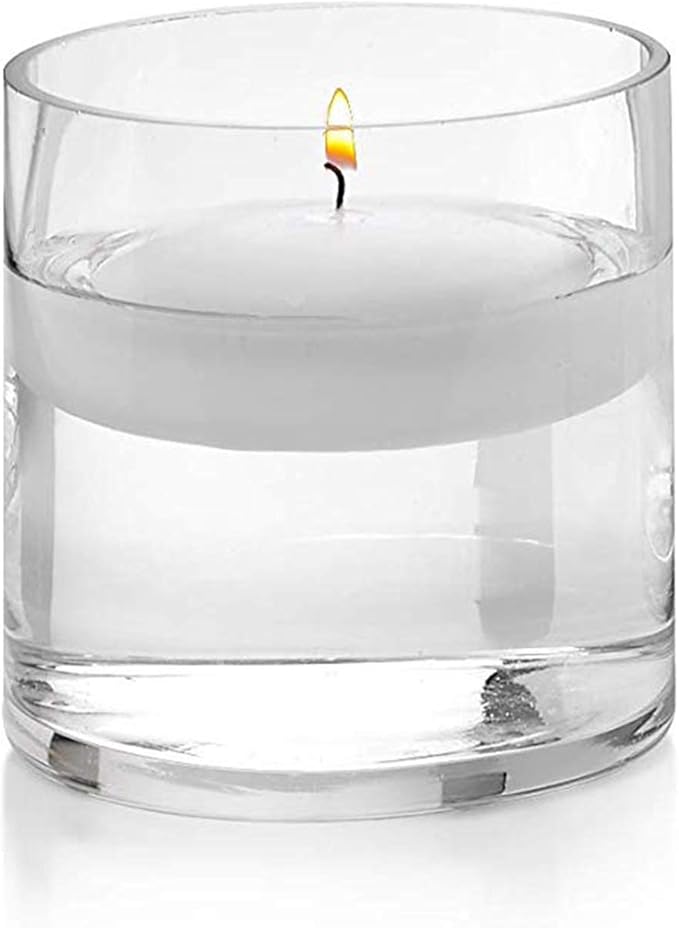 WGV Cylinder Vase, 4" W x 4" H, Floral Container, Glass Candle Holder Centerpiece Planter Terrarium for Wedding Party Event, Home Office Decor, Clear, 1 Piece