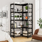 NUMENN 5 Tier Corner Bookshelf, Modern Corner Bookcase, Large Open Shelf Bookcase, Tall Bookshelves Storage Display Rack for Bedroom, Living Room and Home Office, Black
