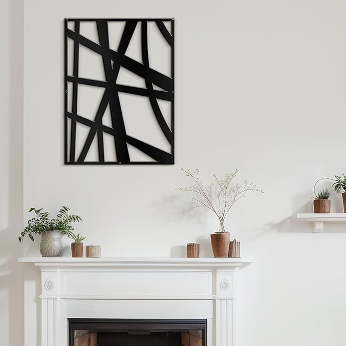 SIGNLEADER Metal Wall Art Decor Abstract Black Line Minimalist Modern Abstract Wall Sculpture Hangings Home Decoration for Living Room, Bedroom, Bathroom, Kitchen, Outdoor - 30" Black