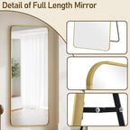 BEAUTYPEAK Gold Full Length Mirror, 71"x32" Rounded Corner Floor Mirror Standing Hanging or Leaning Against Wall, Suitable for Bedroom or Dressing Room