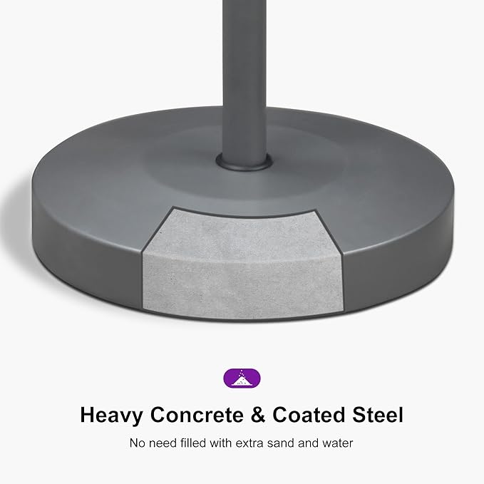 PURPLE LEAF AT4045 Patio Umbrella Base Stand Outdoor Heavy Duty Round Concrete Stand 99 LBS Black Market Table Umbrellas