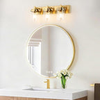 Vanity Light Fixture,3-Light Vanity Light for Bathroom,Brushed Gold Bathroom Vanity Lighting Over Mirror with Square Clear Glass Shade for Restroom