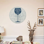 Decorative Plates, Wine Print Ornament, Wine Glass and Vintage Sun Burst Frame, 7 Inch, Kitchen Wall Decor, Night Blue White