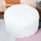 Asuprui Ottoman Pouf Unstuffed Ottoman Foot Rest 20x12 Inches Floor Pouf Round Floor Bean Bag Chair No Filler Foot Rest with Storage for Living Room Bedroom Office White Cover ONLY