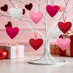 Felt Heart Ornament, 24Pcs Valentines Day Felt Heart Hanging Ornaments Red Pink Hearts Shaped Ornament Bulk for Valentine Day Wedding Anniversary Party Decorations