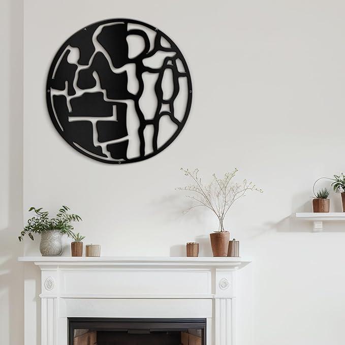 SIGNLEADER Metal Wall Art Decor Abstract Circle Shapes Minimalist Modern Abstract Wall Sculpture Hangings Home Decoration for Living Room, Bedroom, Bathroom, Kitchen, Outdoor - 24" Black