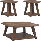 Liberty Furniture Carolina Park Opt 3 Piece Set for Living Room - Octagonal Cocktail Table, 2 Octagonal End Tables - Amber Brown Oak