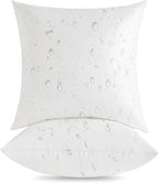 Oubonun 18 x 18 Outdoor Pillow Inserts (Pack of 2) - Square Waterproof Throw Pillow - Decorative Throw Pillows Insert for Couch Sofa Bed Patio Furniture - White Pillow